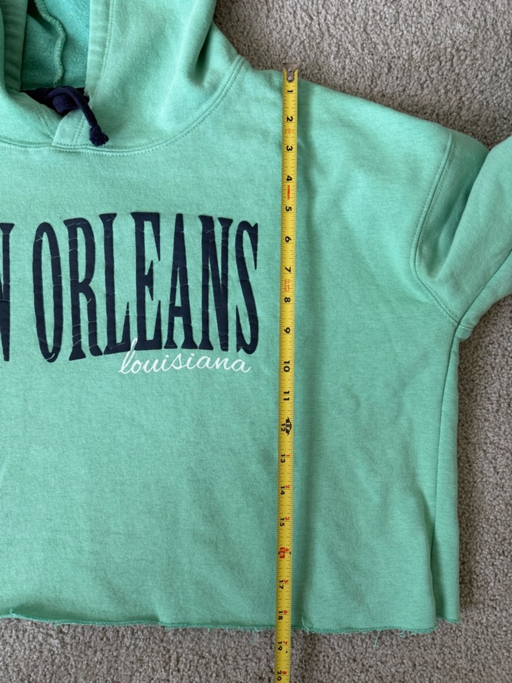 New Orleans Women’s Cropped Hoodie in Mint Green Large - Picture 6 of 7